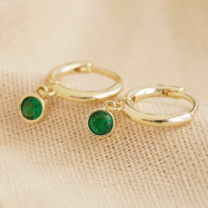 Emerald Hooped Earrings