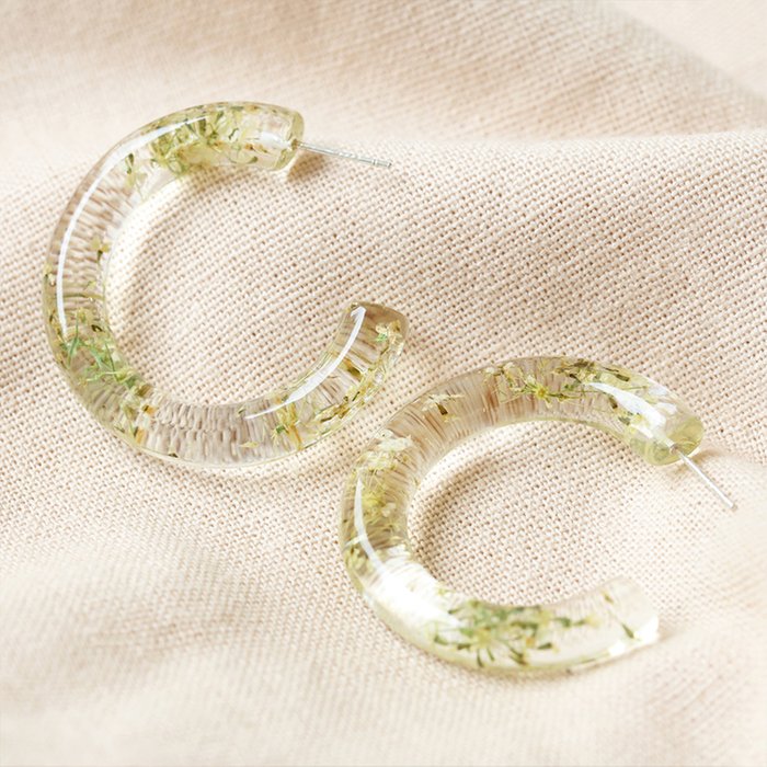 Lisa Angel Dried Flower Resin Natural Hoop Earrings