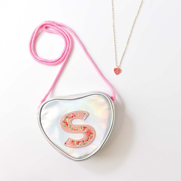 Initial 'S' Heart Bag & Necklace Gift Set