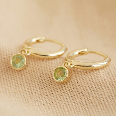 August Peridot Birthstone Hoops Earrings