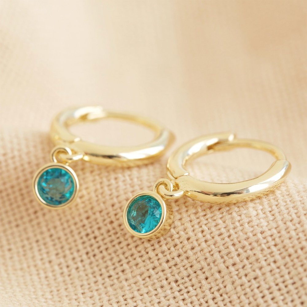 Lisa Angel March Aquamarine Birthstone Hoops Earrings