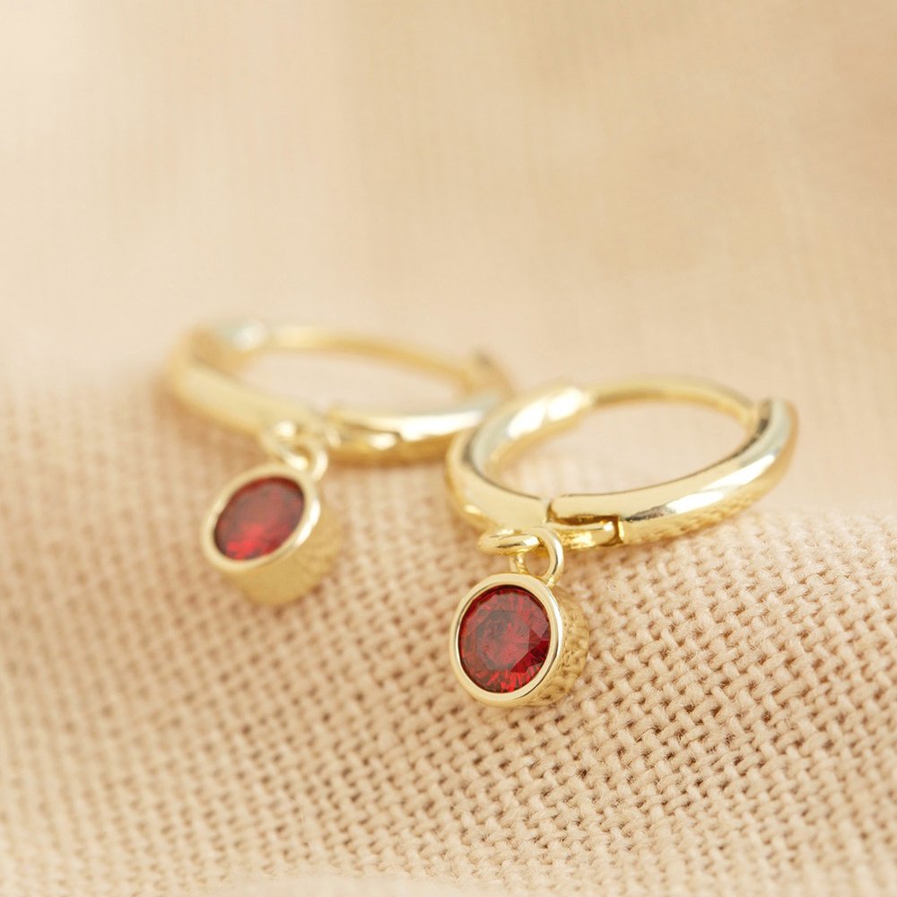 Lisa Angel January Garnet Birthstone Hoops Earrings