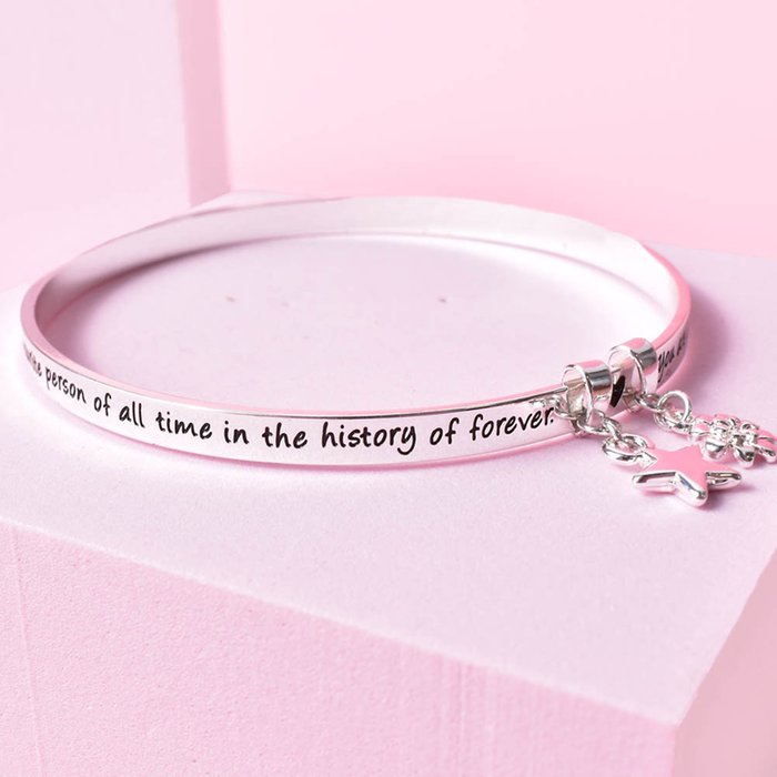 Favourite Person Meaningful Word Silver Bangle
