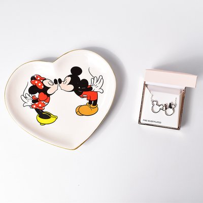 Disney Mickey & Minnie Trinket Tray & Necklace