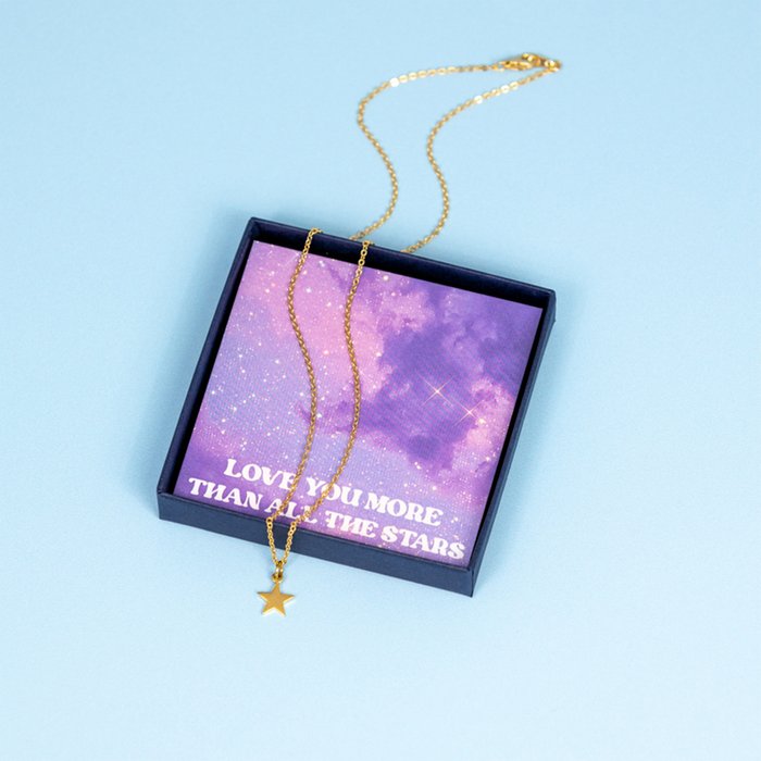 Love You More Than All The Stars Gold Star Necklace