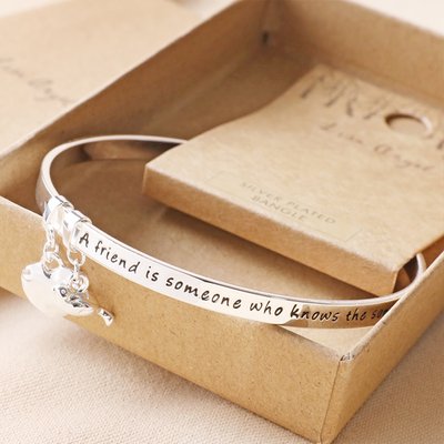 Friend' Meaningful Word Silver Bangle