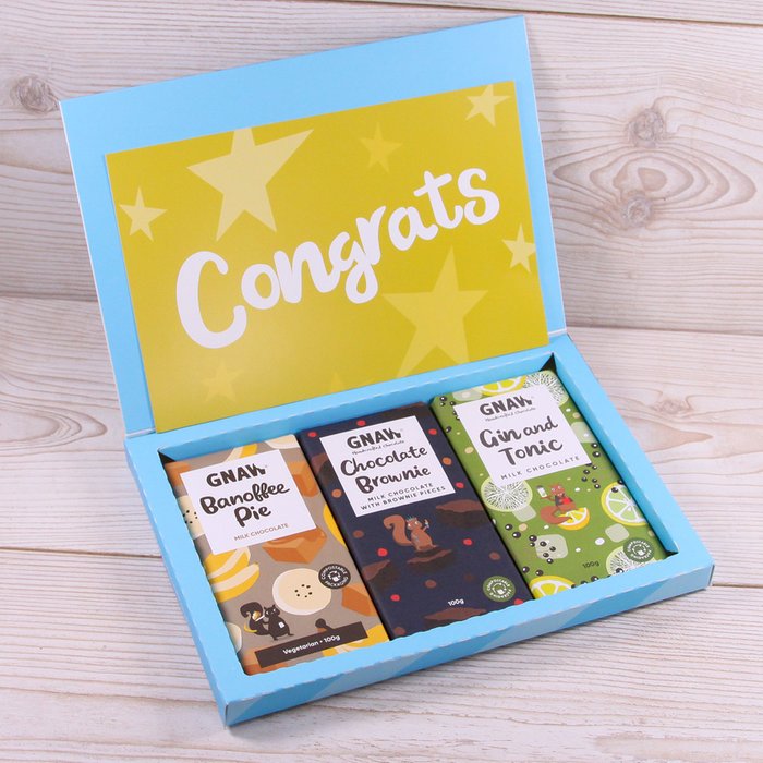 Gnaw Congratulations Letterbox Chocolates 300g (Contains 3 Bars)