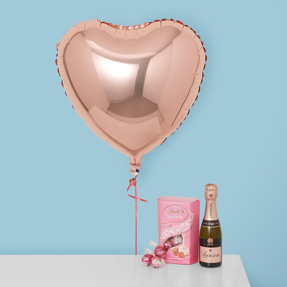 Lindt Heart Balloon, Champagne & Chocolates Gift Set