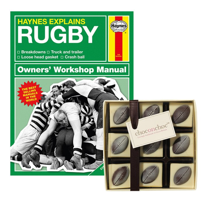 Haynes Manual on Rugby Book & Rugby Ball Chocolates