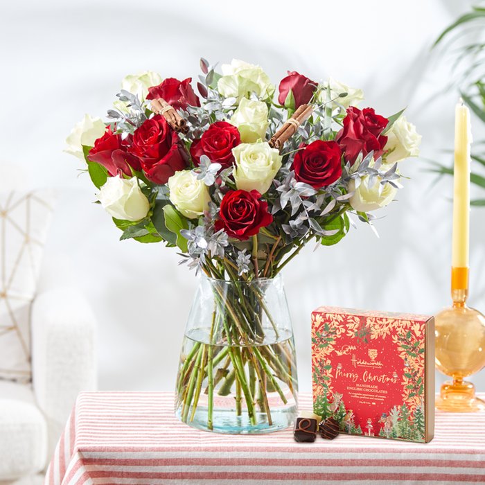 Luxury Christmas Roses with Chocolates