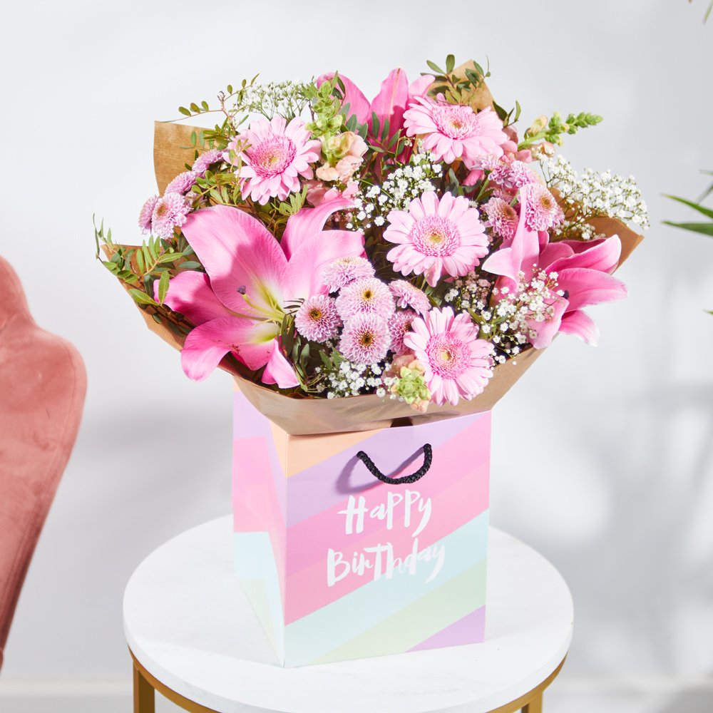 Moonpig The Birthday Blush Gift Bag Flowers