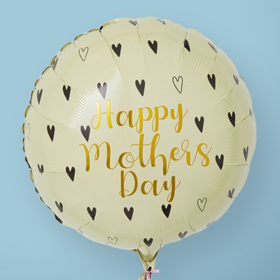 Mother's Day Gold and Black Hearts Balloon