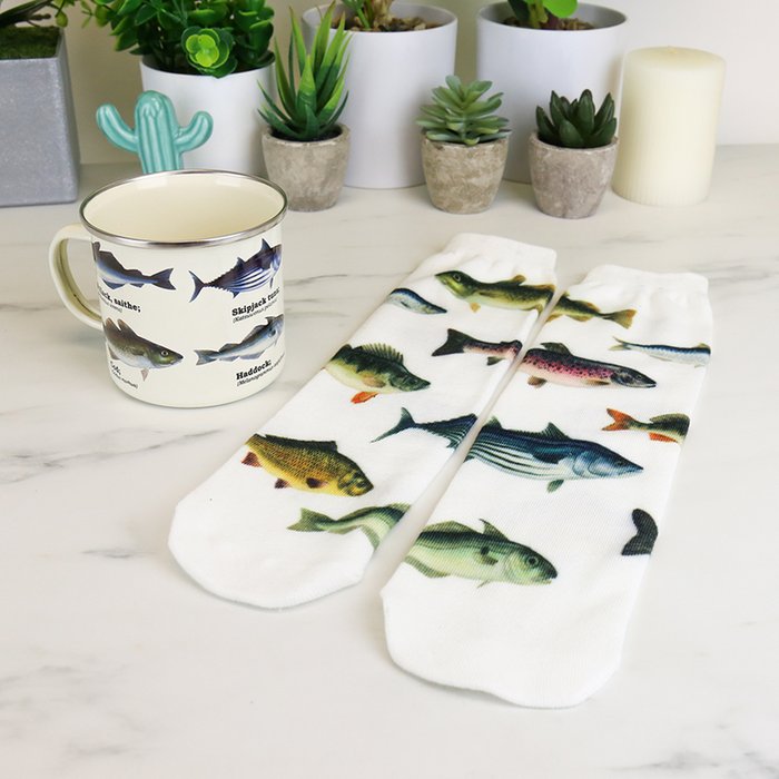 Fish Enamel Mug & Socks Gift Set