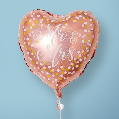 Mr & Mrs Peach Heart Balloon