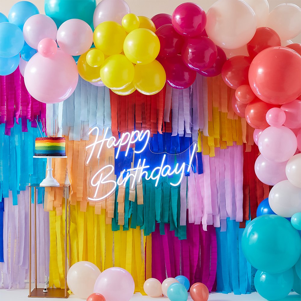 Moonpig Rainbow Birthday Party Backdrop Kit Balloon