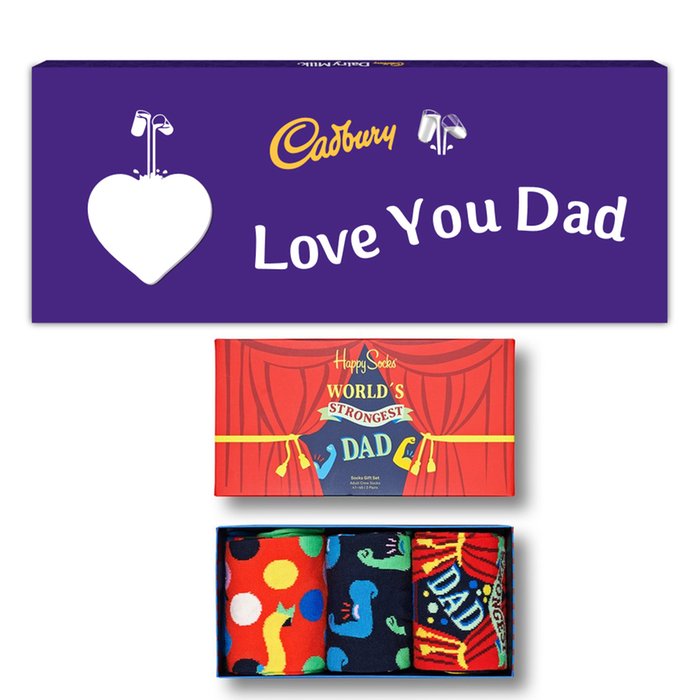 Strongest Dad Socks & Giant Cadbury Bar Gift Set