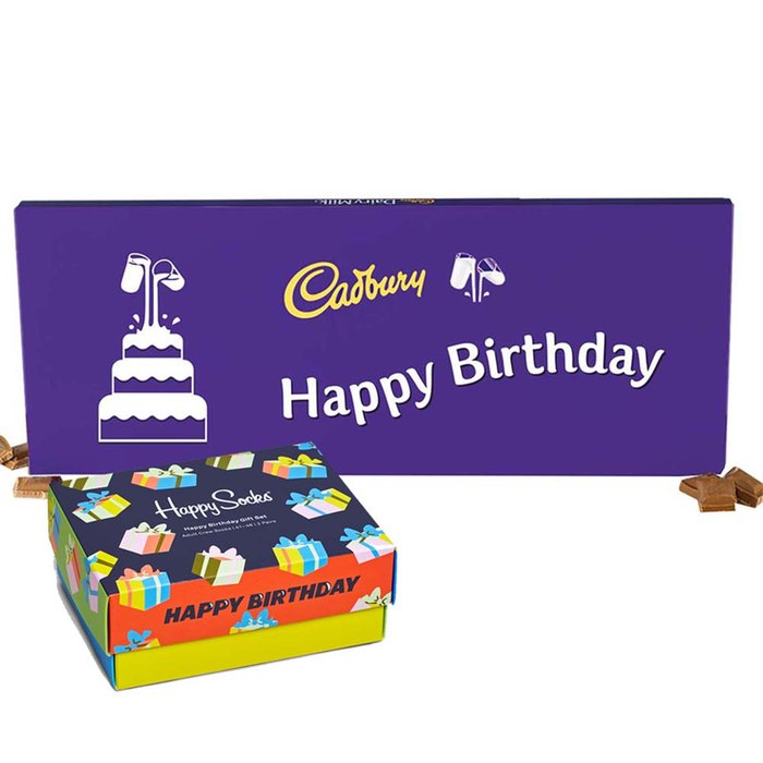 Happy Birthday Socks & Giant Cadbury Bar Gift Set