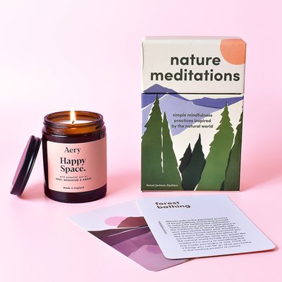 Nature Meditations Cards & Happy Space Candle Gift Set