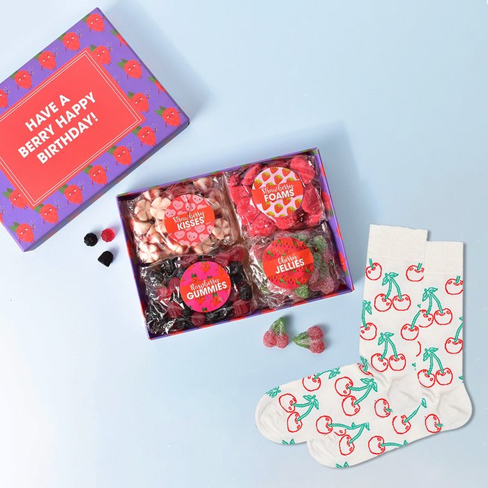 Berry Birthday Sweets & Socks Gift Set