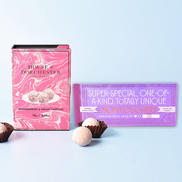 Mum Vouchers & Strawberries & Cream Truffles Gift Set
