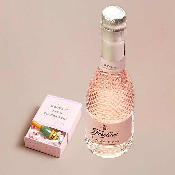 Tiny Matchbox Ceramic Champagne & Freixenet Sparkling Rose 20cl Gift Set