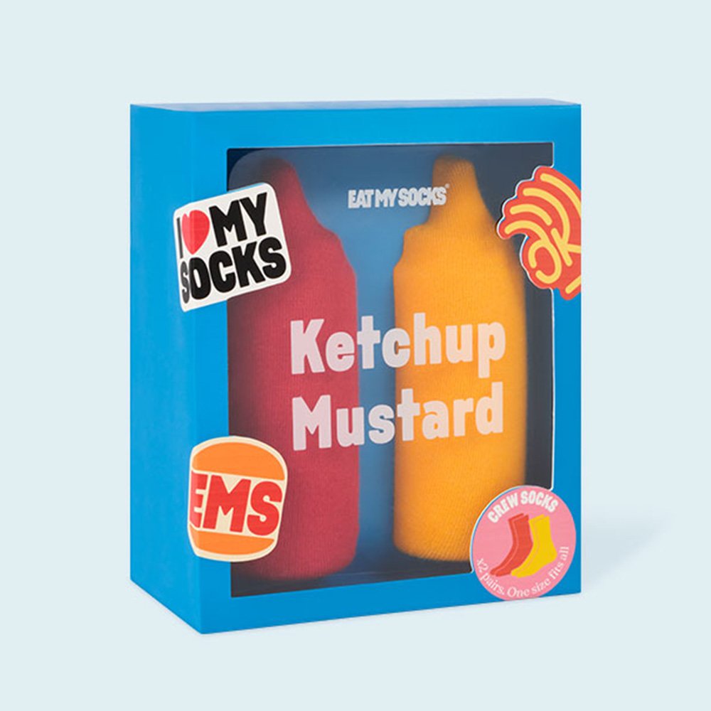 Moonpig Ketchup & Mustard Adults 2Pk Novelty Socks