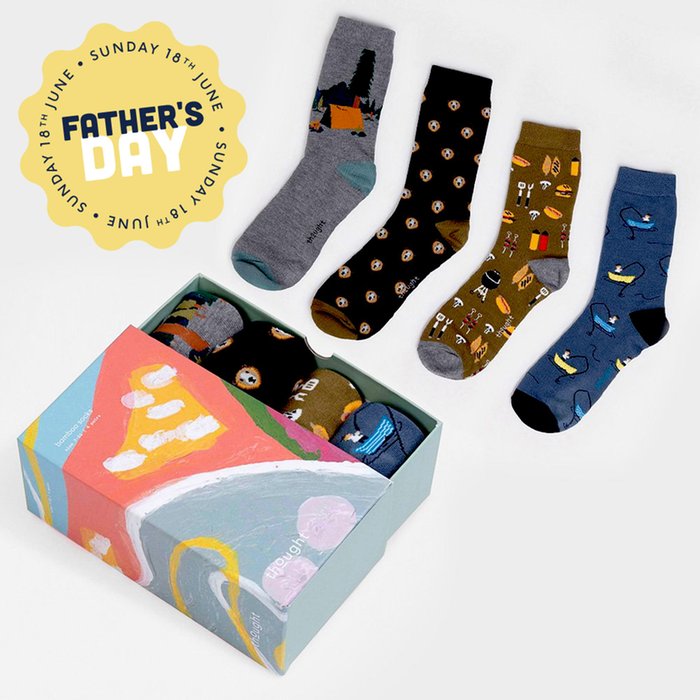 BBQ Grill 4pk Bamboo Socks with Gift Box (7-11) 