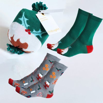 Christmas Pudding Men's 2pk Socks (7-11)