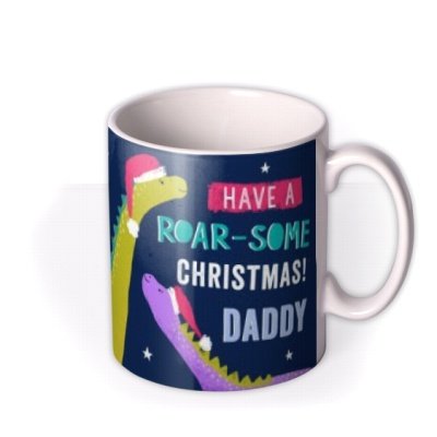 Roarsome Daddy Dinosaur Photo Upload Christmas Mug