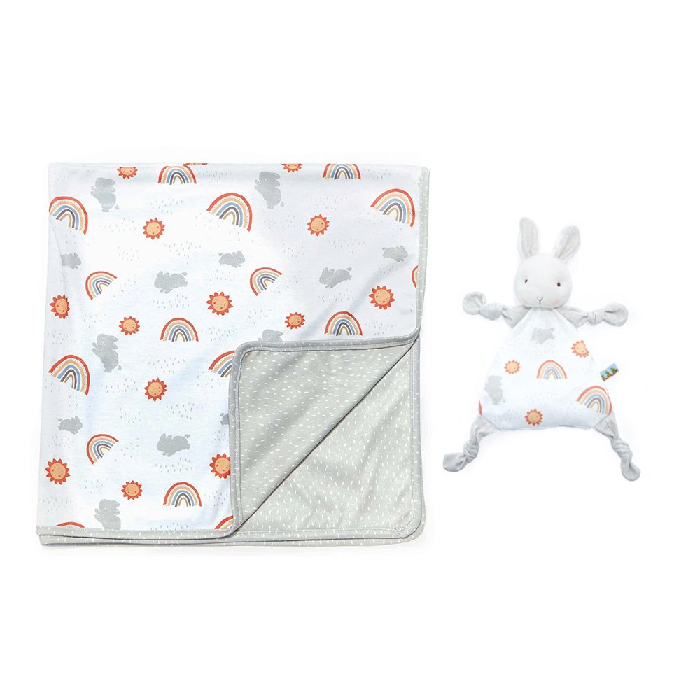 Bunnies By The Bay Sunshine Swaddle Blanket & Little Sunshine Knotty Friend Soft Toy