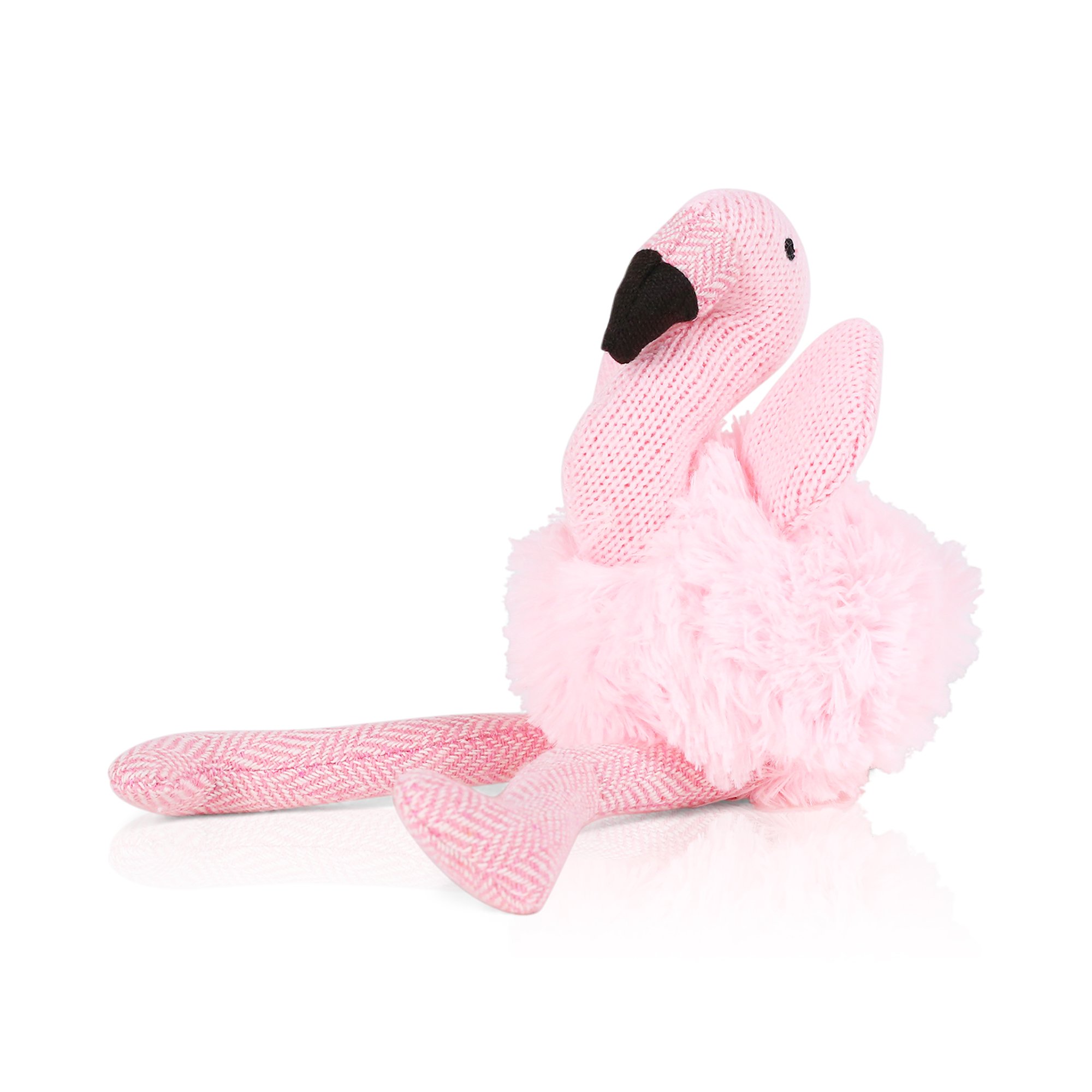 Moonpig Knitted Flamingo Rattle 27Cm Soft Toy