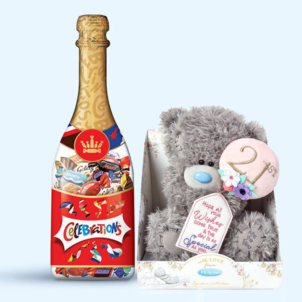 Tatty Teddy 21st Birthday Plush & Celebration Bottle Soft Toy