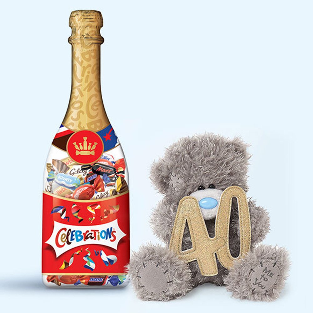 Celebrations Bottle & 40th Tatty Soft Toy