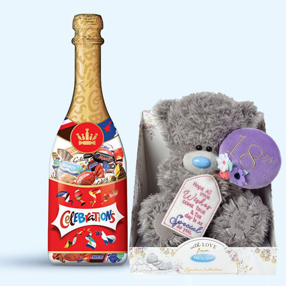 Tatty Teddy 18th Birthday Large Plush & Celebrations Bottle Soft Toy