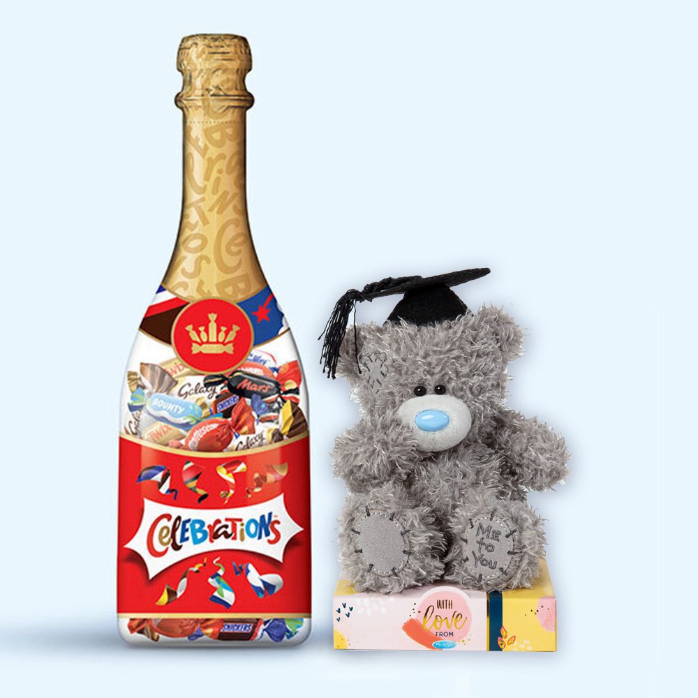Tatty Teddy Grad Bear & Celebrations Bottle Gift Set Soft Toy