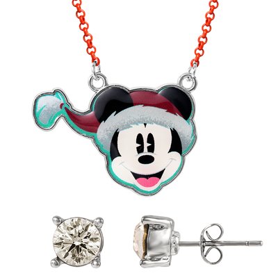Disney Mickey Mouse Earrings & Necklace Set