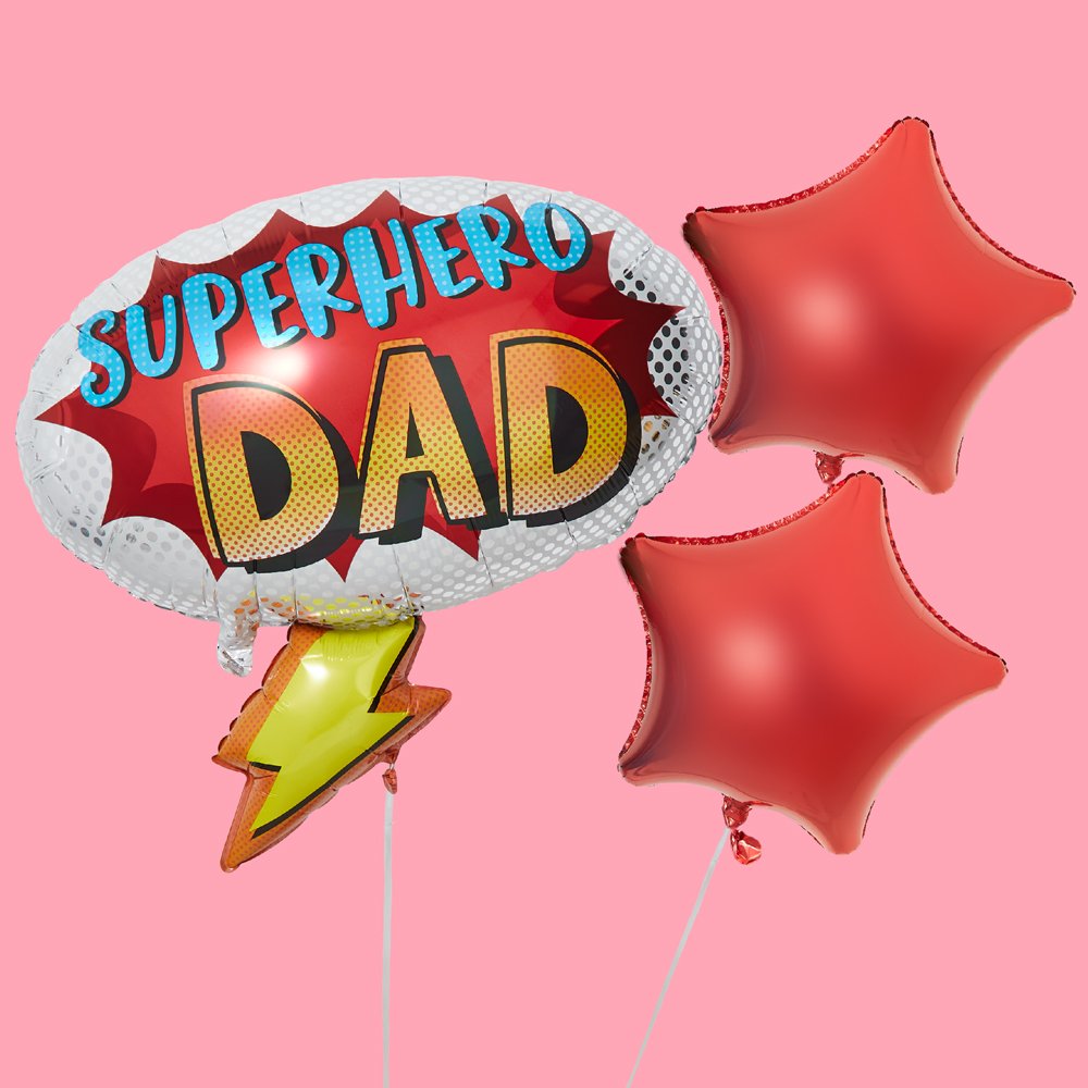 Moonpig Superhero Dad & Stars Balloon Bundle