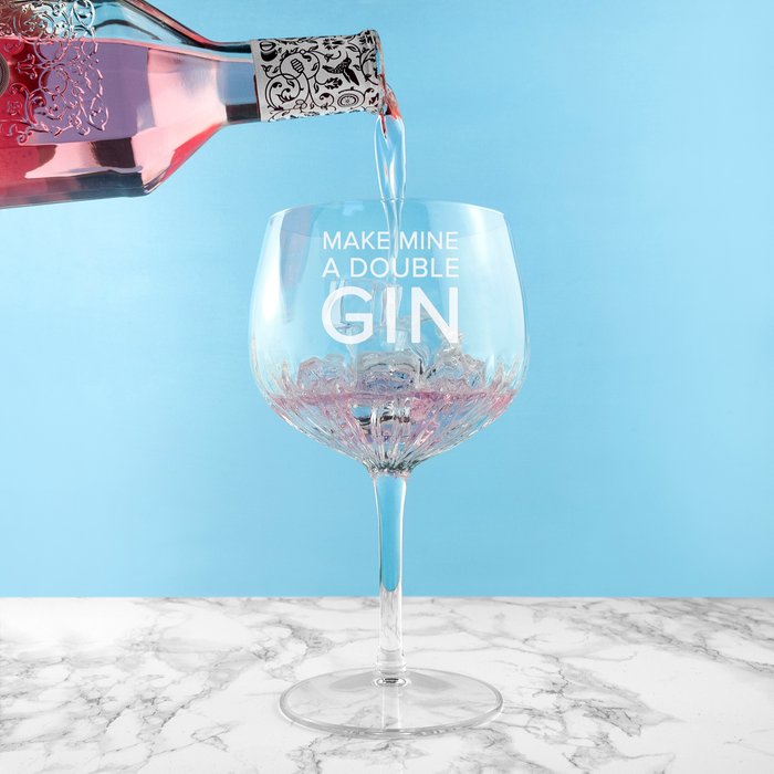 Make Mine A Double Engraved Crystal Gin Goblet