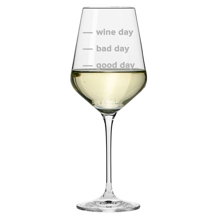 'Good Day, Bad Day' Engraved Wine Glass
