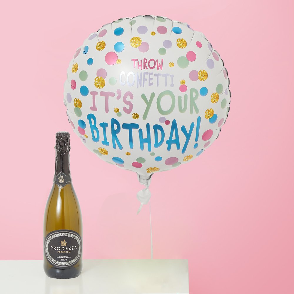 Via Vai It's Your Birthday Balloon & 1X Virgin Wines Prodezza Prosecco Brut