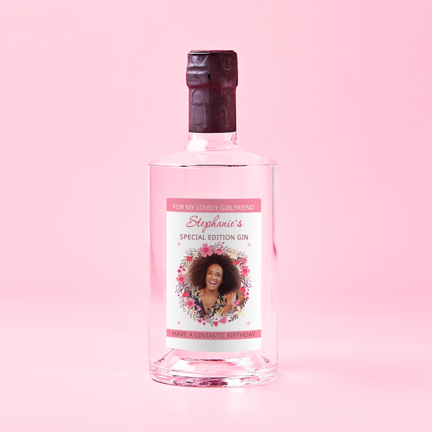 Personalised Gin-Tastic Birthday Girlfriend Pink Gin 70Cl Alcohol