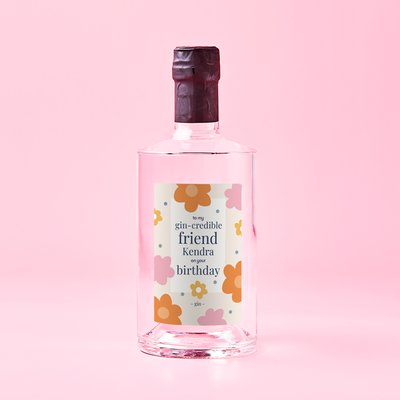 Personalised Gin-credible Friend Birthday Pink Gin 70cl