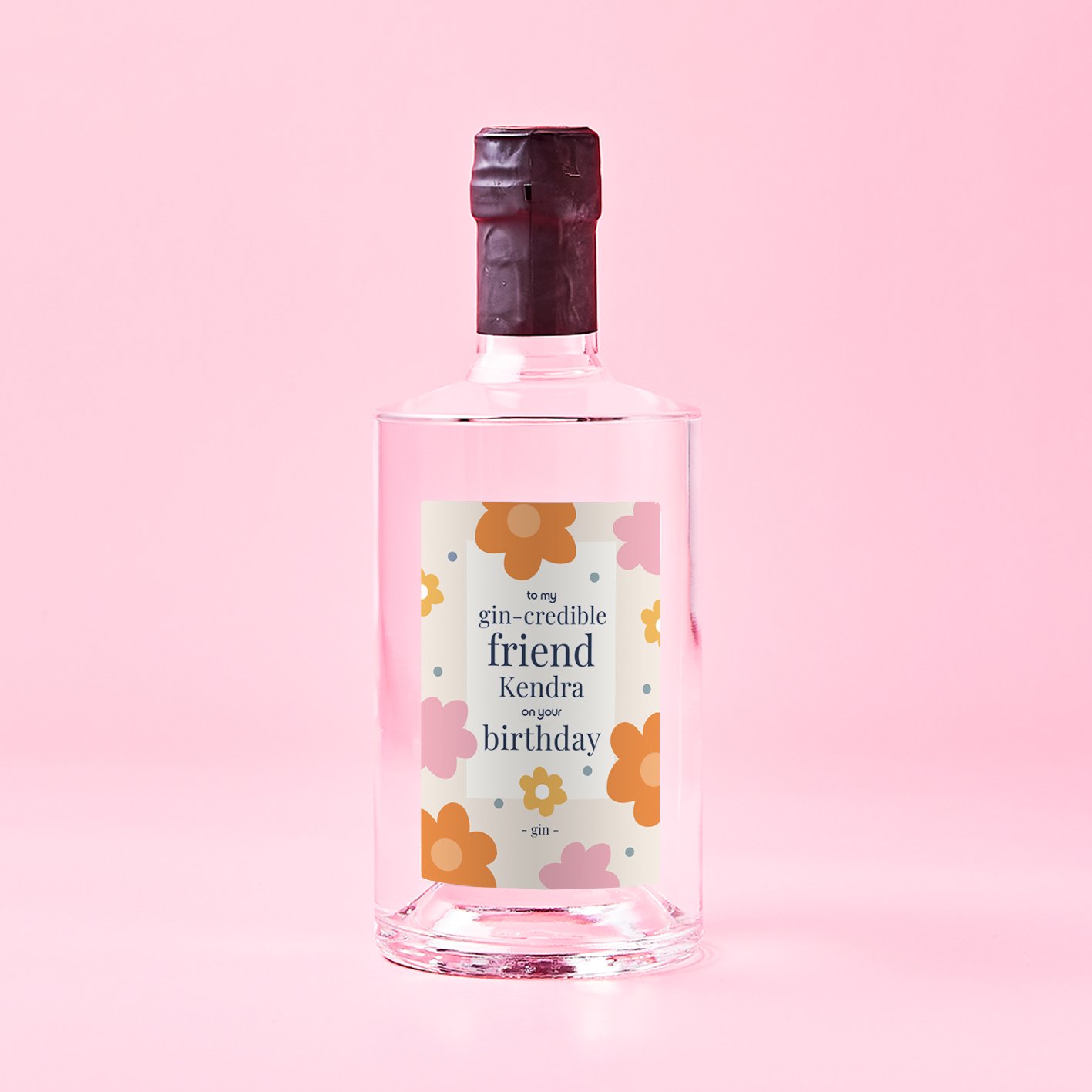 Personalised Gin-Credible Friend Birthday Pink Gin 70Cl Alcohol