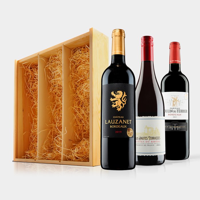 Virgin Wines Bordeaux Trio in Wooden Gift Box