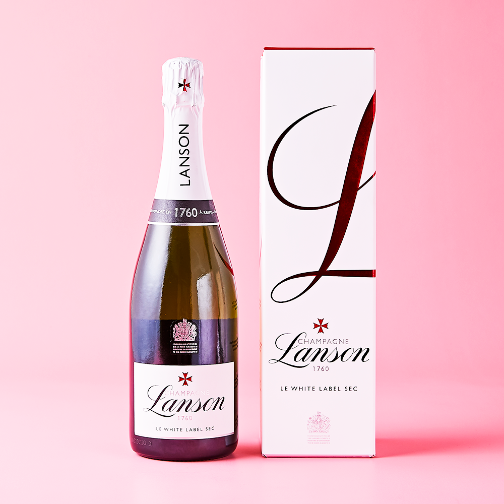 Lanson Le White Label Sec Champagne 75Cl Gift Box Alcohol