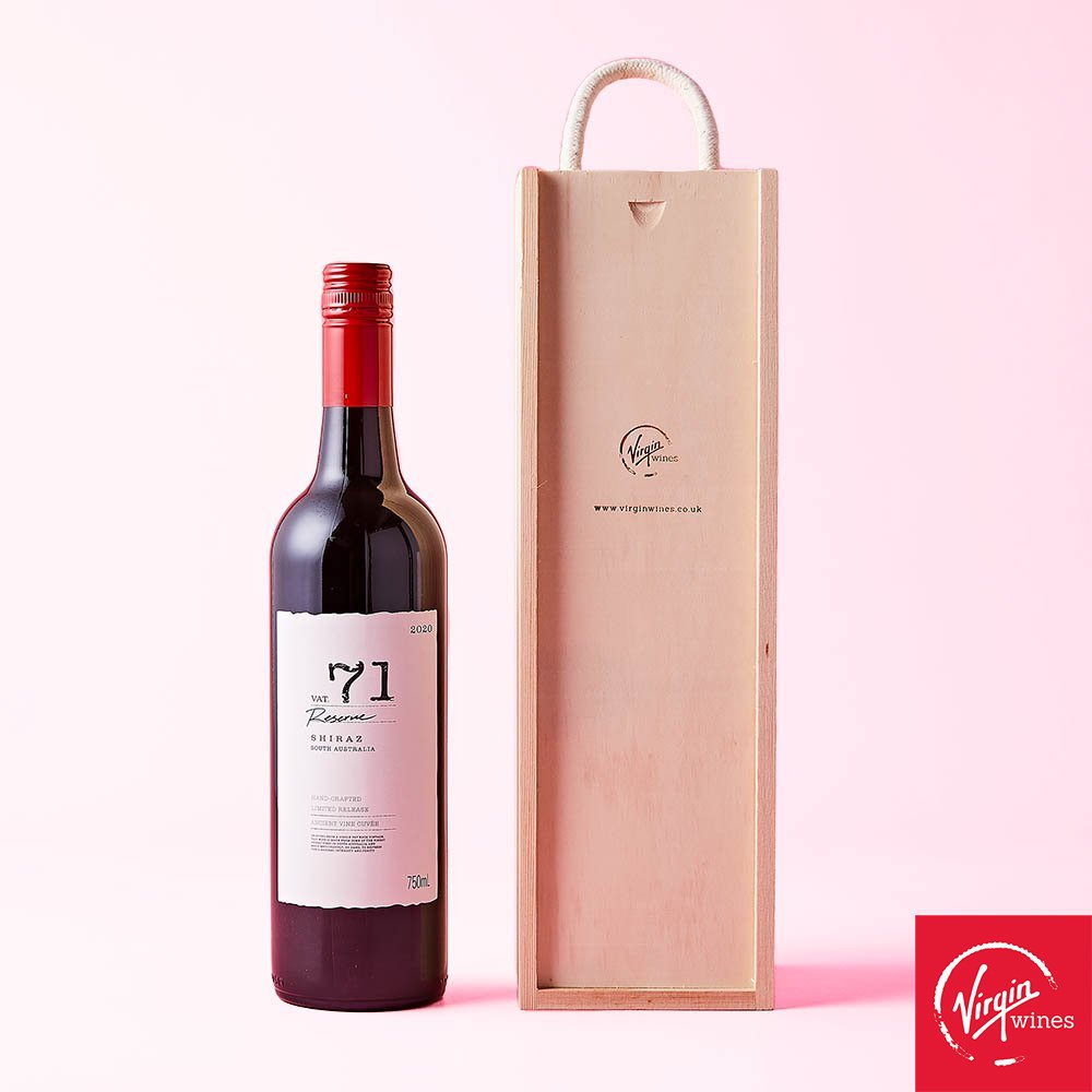 Virgin Wines Shiraz Vat 71 Reserve Wooden Gift Box Alcohol