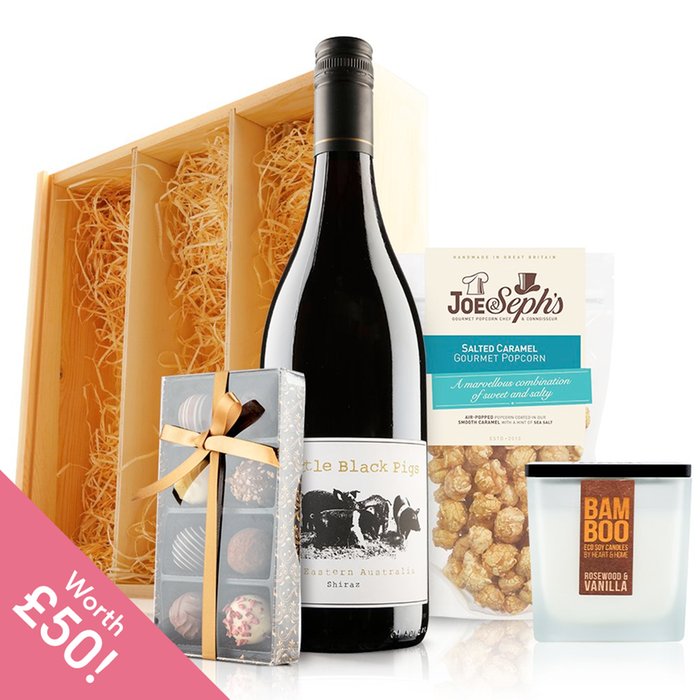 Virgin Wines Movie Night In with Wooden Gift Box