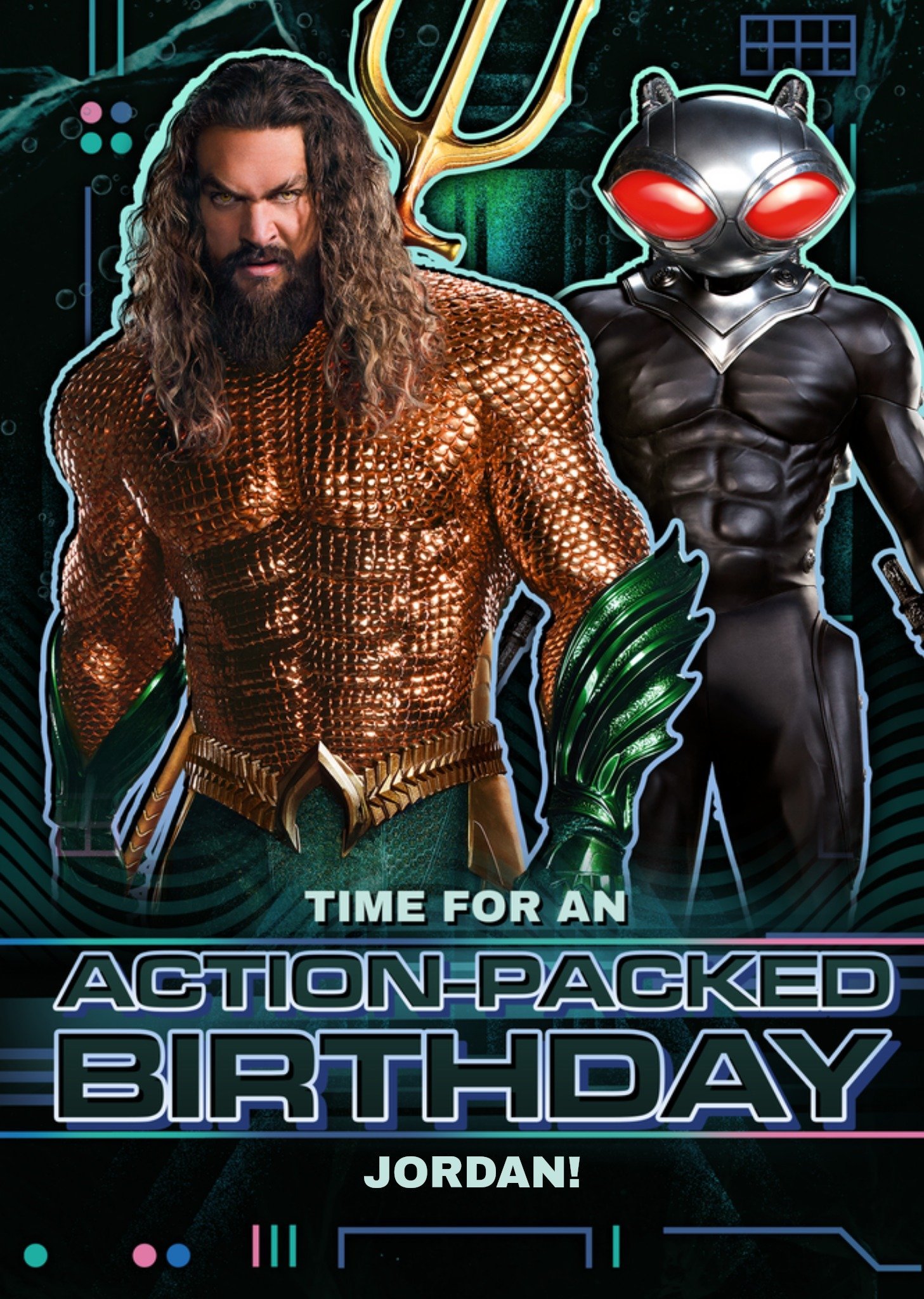 Other Aquaman And Black Manta Action Packed Birthday Card, Large