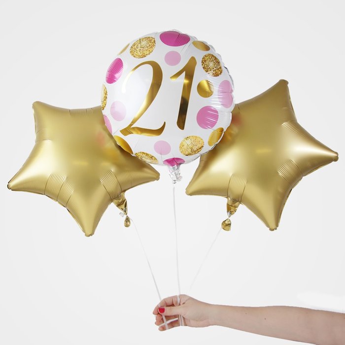 21st Birthday Balloon Trio