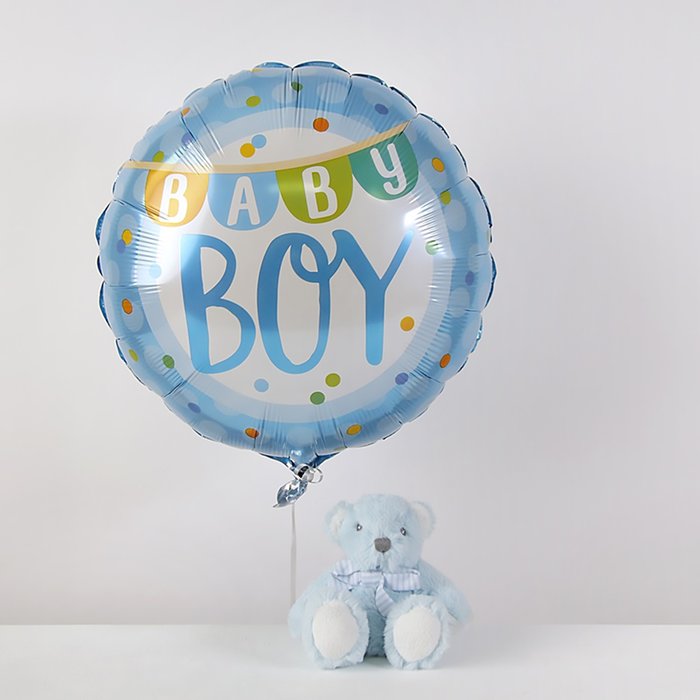 New Baby Boy Balloon & Soft Toy Gift Set